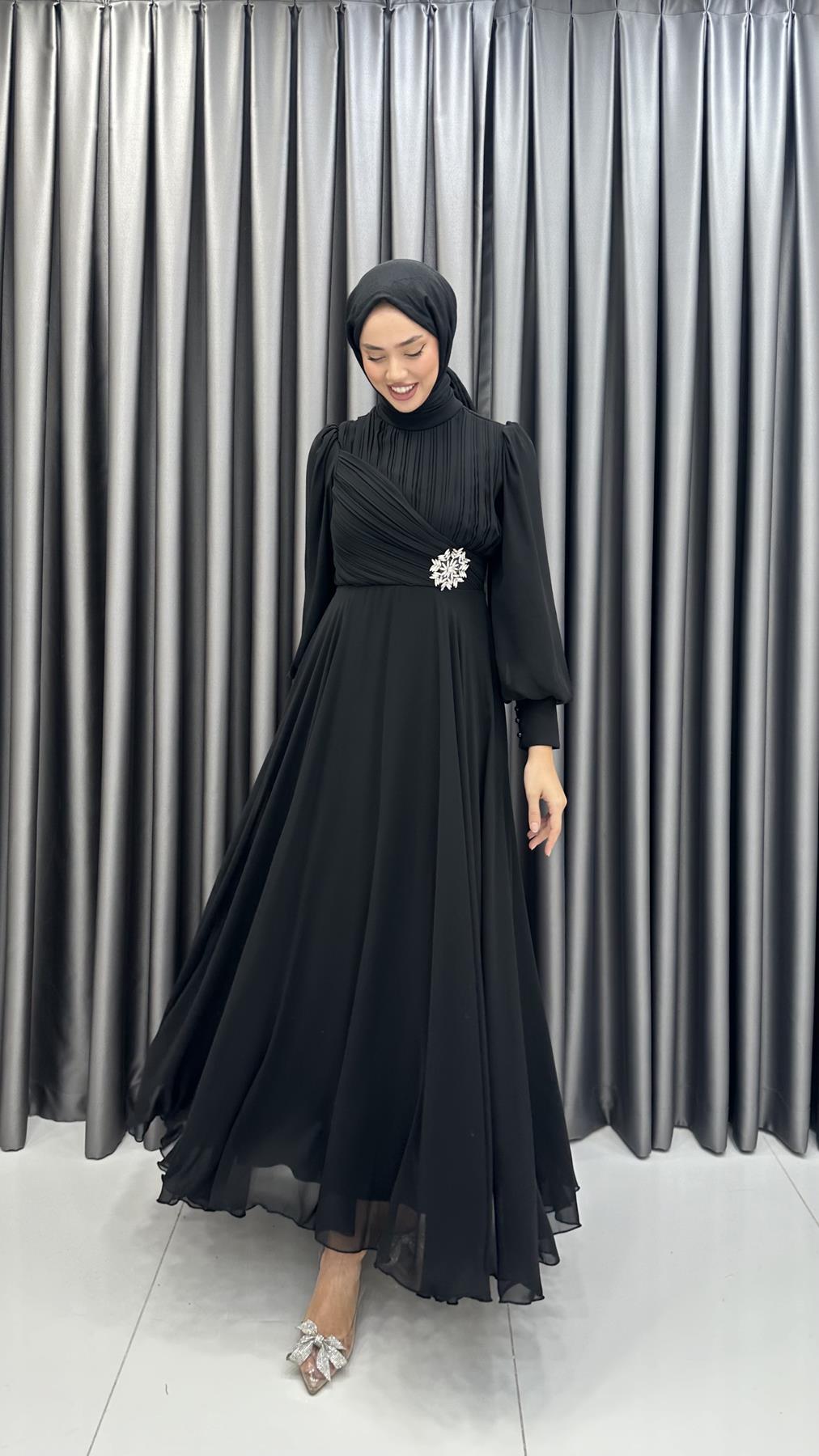 9963 Y Abiye Elbise-Siyah