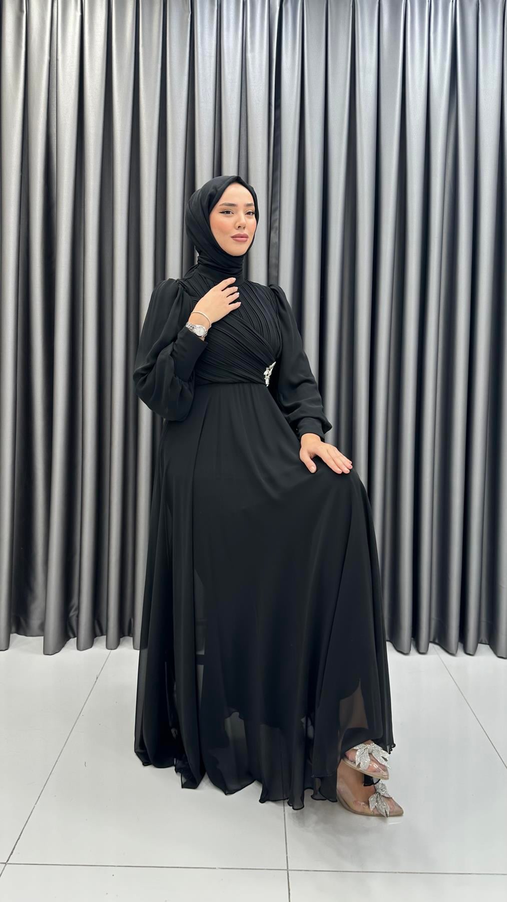 9963 Y Abiye Elbise-Siyah