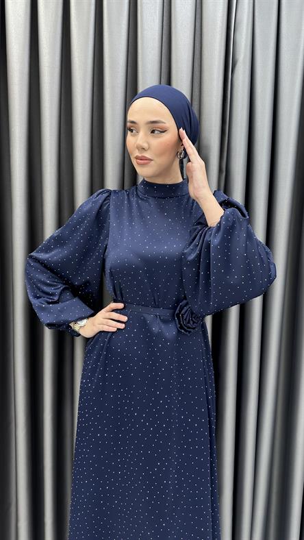 1023 Y Abiye Elbise-Lacivert