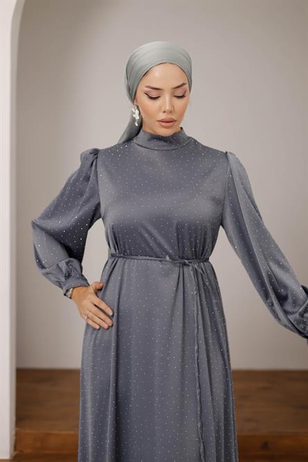 1031 Y Abiye Elbise-Gri
