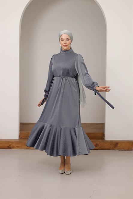 1031 Y Abiye Elbise-Gri
