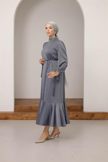 1031 Y Abiye Elbise-Gri
