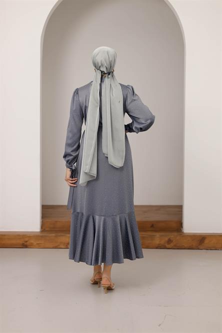 1031 Y Abiye Elbise-Gri