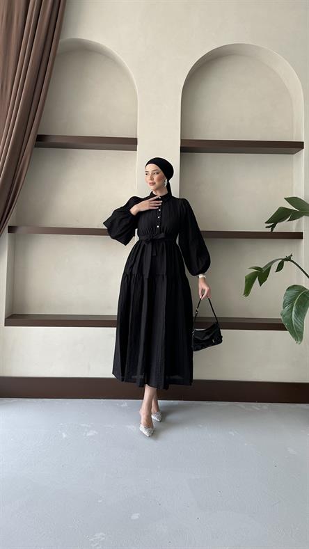 1065 Y Bayan Elbise-Siyah