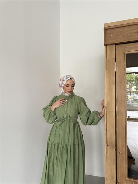 1065 Y Bayan Elbise-Yeşil