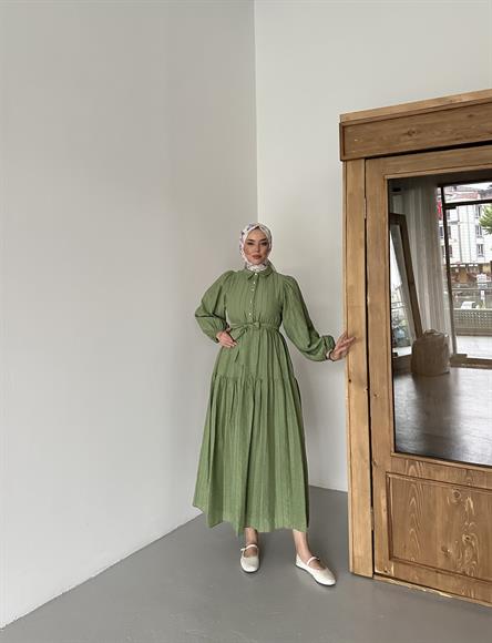1065 Y Bayan Elbise-Yeşil
