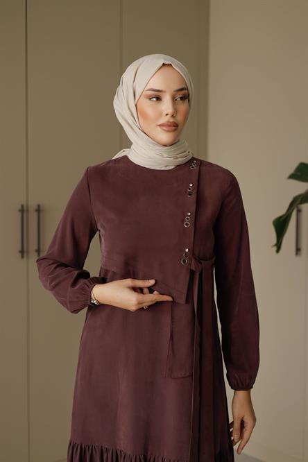 1071 Y Bayan Elbise-Mor