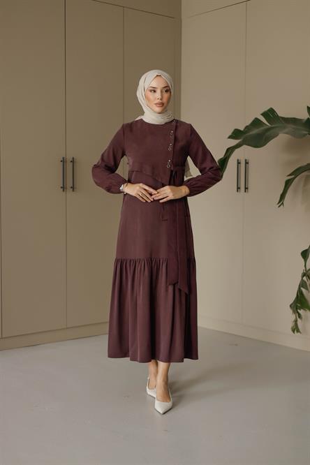 1071 Y Bayan Elbise-Mor