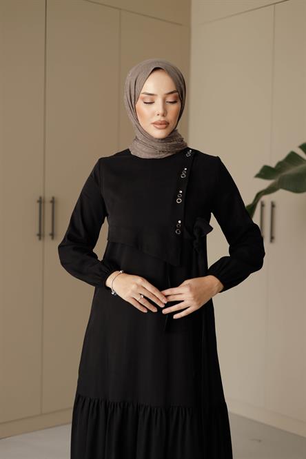 1071 Y Bayan Elbise-Siyah