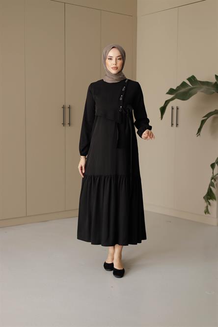 1071 Y Bayan Elbise-Siyah