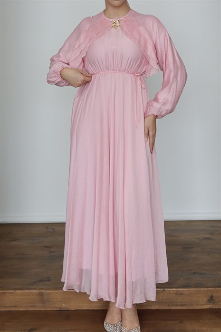 1117 Y Bayan Elbise-Pembe