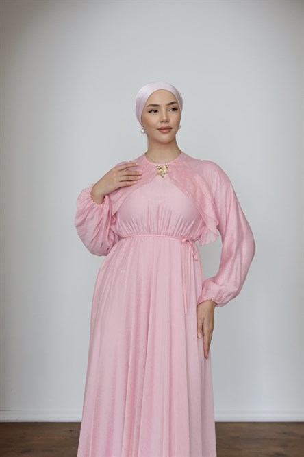 1117 Y Bayan Elbise-Pembe