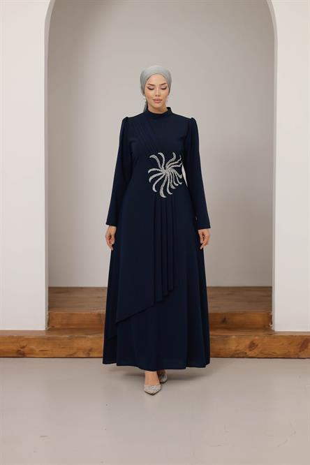 1140 Y Bayan Elbise-Lacivert