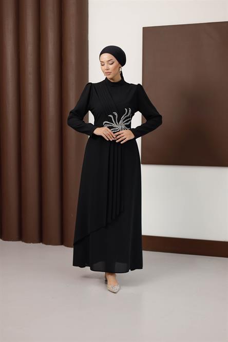 1140 Y Bayan Elbise-Siyah