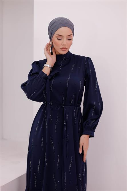 1169 Y Abiye Elbise-Lacivert