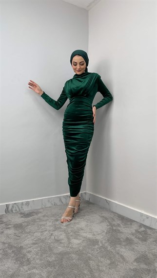 12293 Pu Kadife Elbise