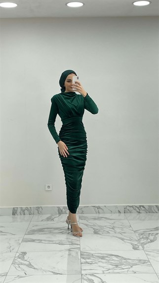 12293 Pu Kadife Elbise