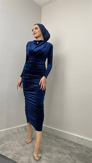 12293 Pu Kadife Elbise