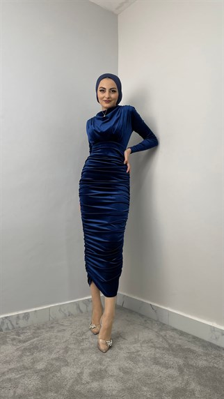 12293 Pu Kadife Elbise