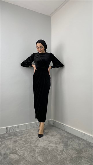 12296 P Kadife Elbise