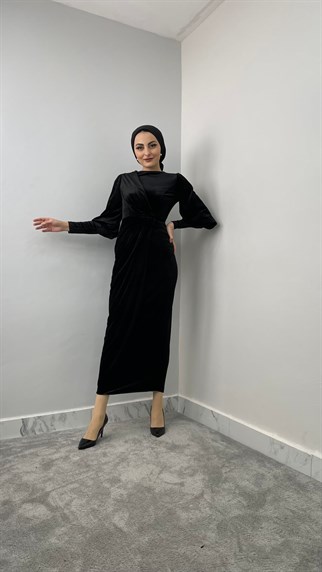 12296 P Kadife Elbise