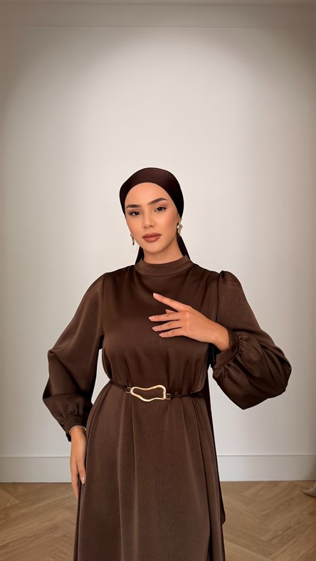 1241 Y Bayan Elbise-Kahve Rengi