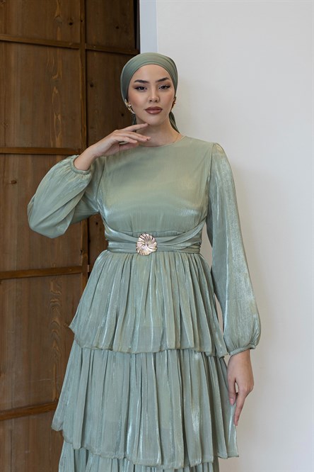 1244 Y Bayan Elbise-Yeşil