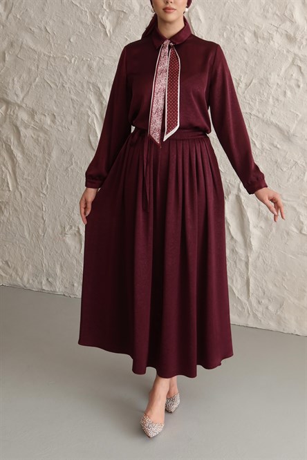 1247 Y Saten Takım-Bordo
