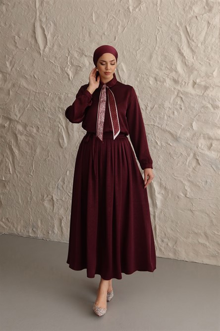 1247 Y Saten Takım-Bordo
