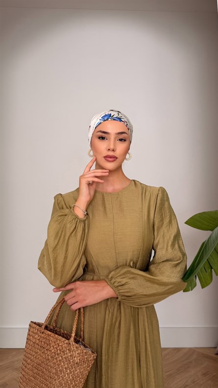 1276 Y Bayan Elbise-Yağ Yeşili