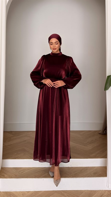 1289 Y Bayan Elbise-Bordo