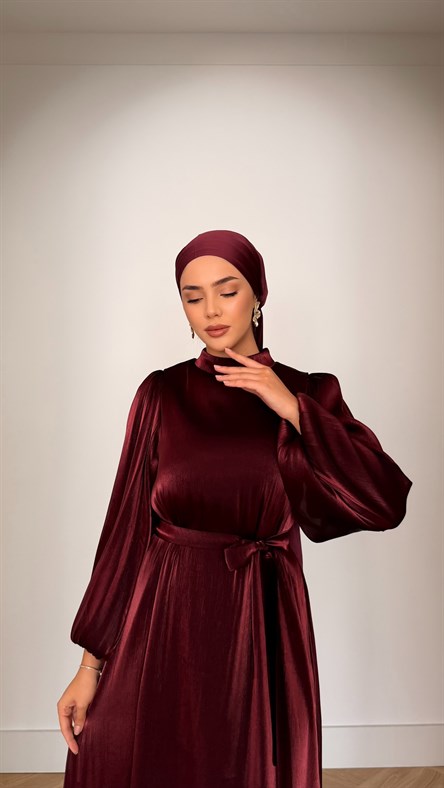 1289 Y Bayan Elbise-Bordo