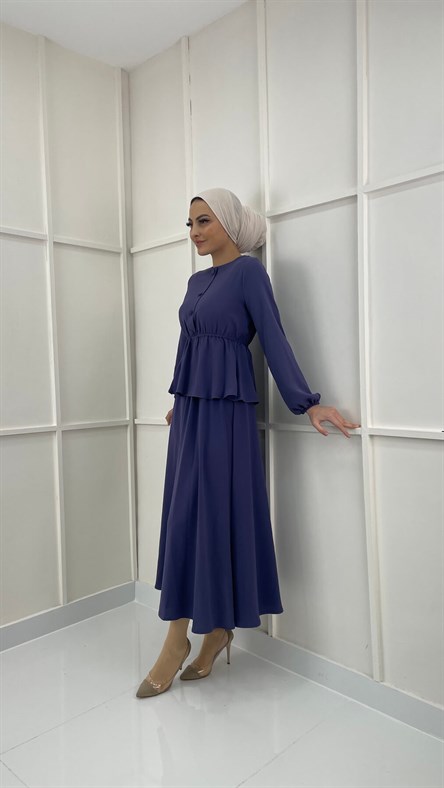 2007 - Kat Detaylı Düğmeli İkili Takım-LİLA