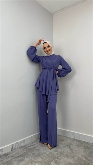 2112 - Asimetrik Detaylı İkili Takım - LİLA