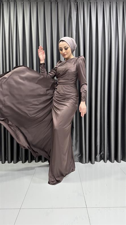 2305 N Abiye Elbise-Kahve Rengi