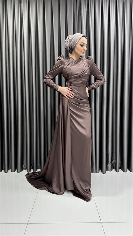 2305 N Abiye Elbise-Kahve Rengi