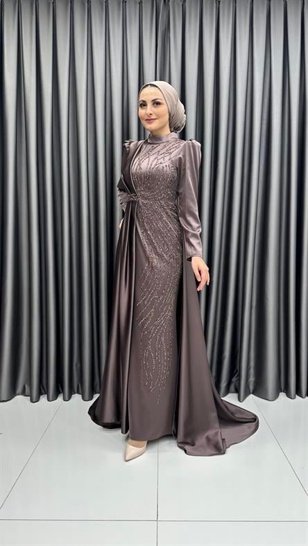 2322 H Abiye Elbise-Kahve Rengi