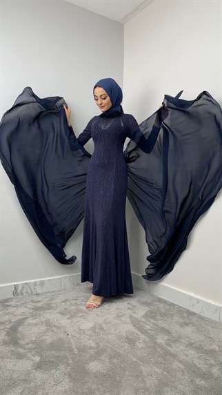 238 G Bayan Abiye Elbise-Lacivert