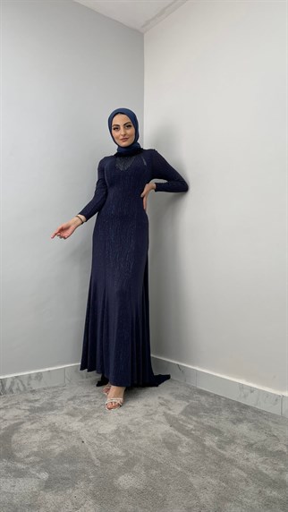 238 G Bayan Abiye Elbise-Lacivert
