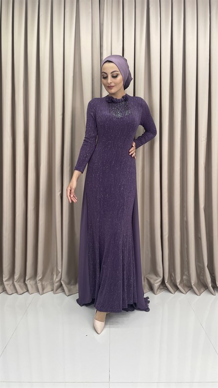 238 G Bayan Abiye Elbise-Lila