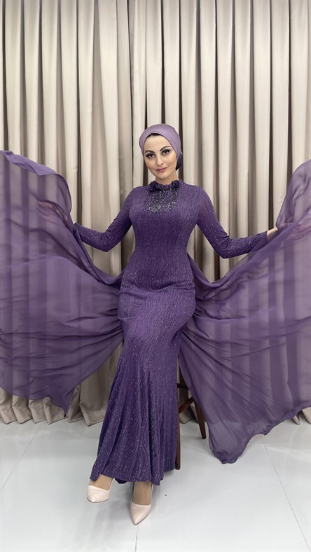 238 G Bayan Abiye Elbise-Lila