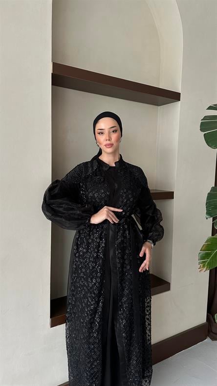 2408 O Abaya Takım-Siyah