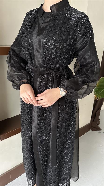 2408 O Abaya Takım-Siyah