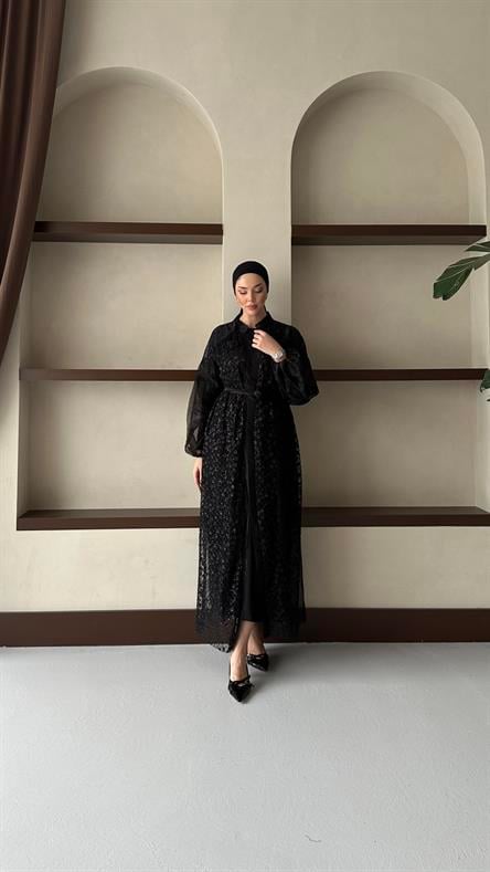 2408 O Abaya Takım-Siyah