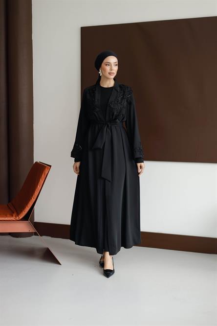 2587 O Abaya Takım-Siyah