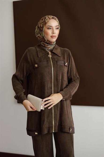 2634 O İpek Takım-Kahve Rengi