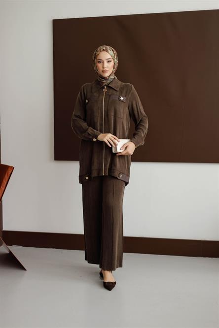 2634 O İpek Takım-Kahve Rengi