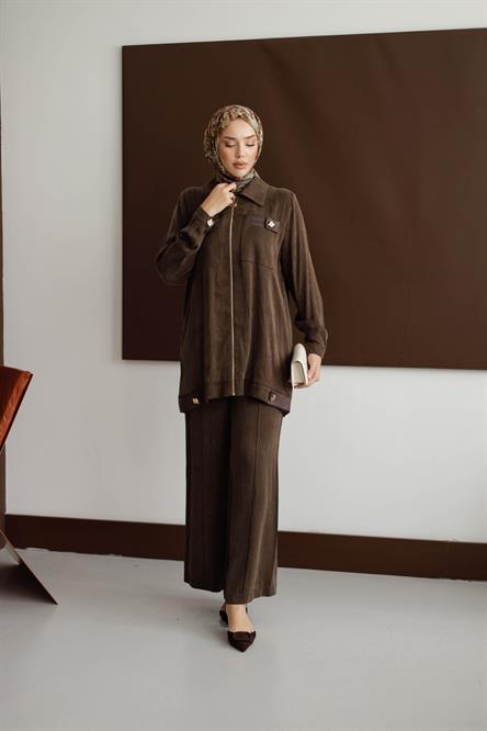 2634 O İpek Takım-Kahve Rengi