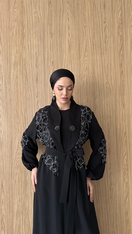 2861 O Abaya Takım-Siyah