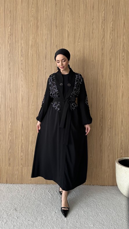 2861 O Abaya Takım-Siyah